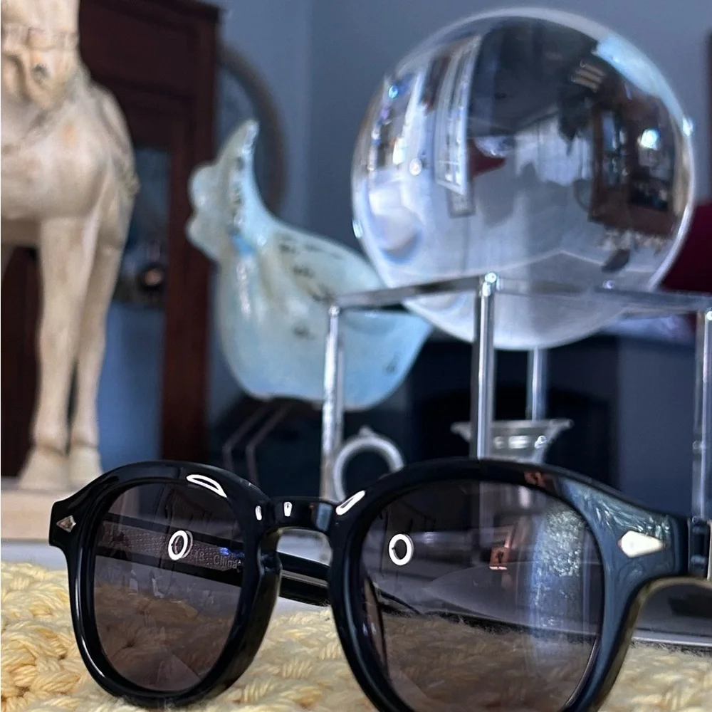 Eyeleos Black Sunglasses with Gold Accents. Large size men or women